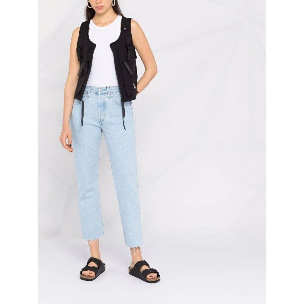 Levis 501 Original Cropped Straight Fit Jeans Womens 26x26 Medium Wash 362000180